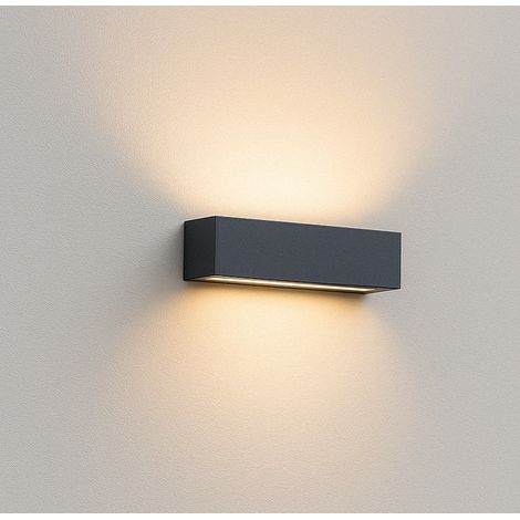 Applique grigio antracite a LED da Esterno IP65 Biemissione 14W con Selettore Colore, 1100 Lumen, Luce Calda Naturale Fredda, Alluminio, per Facciata