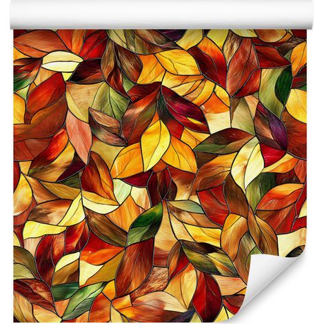 Papier peint vitrail or et orange pour salon et chambre 50x1000 cm (1/5)