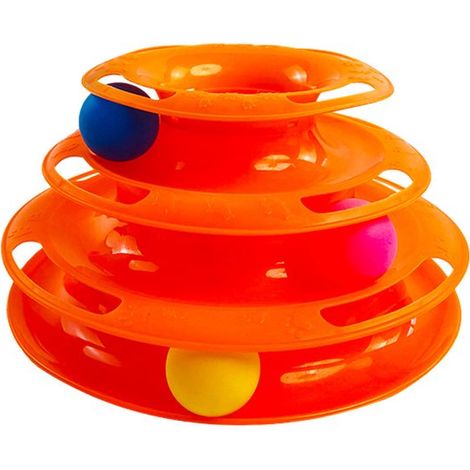 Juguete para gatos de 3 capas con 3 pelotas, juguete interactivo para gatos de interior, color naranja (1/2)