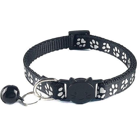 (19-32 Cm Noir) Collier De Laisse Pour Chat, Collier Rflchissant Rglable Pour Chatons Et Chiens, Avec Cloche Et Boucle De Scurit (1/3)