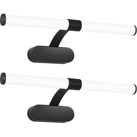 GBLY lampe miroir LED, lampe armoire, applique salle de bain, lumière blanche neutre 4000 Kelvin, 6W, étanche IP44, largeur 400mm,noire - 2ER