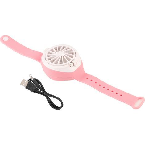 Ventilateur de Montre USB Portable avec Batterie Intégrée - Mini Ventilateur de Poignet Rechargeable pour Été (Rose) (1/5)