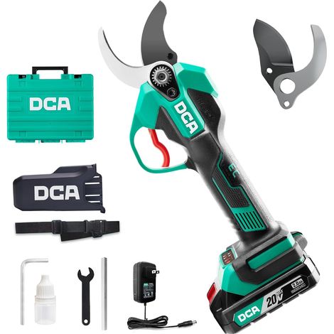 DCA 20V Cordless Electric Pruning Shears, Max 35mm Electric Secator Brushless Motor with 2.0Ah Battery, SK5 Blade with Portable Safety Case for Pruning Gardening Vineyard Fruit Trees (1/5)