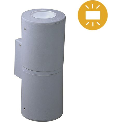 Aplique franca 2xgu10 6w con pulsador cct (2colores) ip55 l.9,5xan.11xal.24cm resina gris