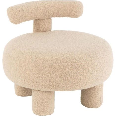 Pouf Bouclette Avec Dossier "Teddy" 52cm Beige (1/5)