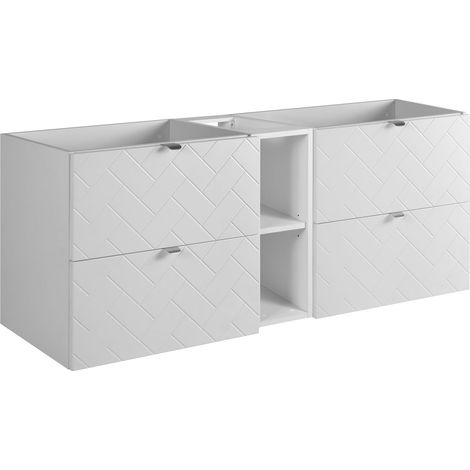 Mobile da bagno, Bianco Opaco, 140 x 57 x 46 cm, Maniglie Argento (1/5)