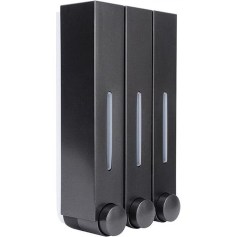 Three-Head Wall-Mounted Liquid Soap Dispenser for Home, Bathroom, Hotel (Black) (1/5)