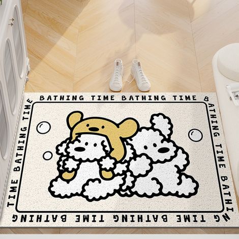 Bichon frisé à chapeau jaune, boucle en soie 4060cm Tapis de sol bouclé résistant et durable à l'usure, à motifs d'animaux de dessin animé, découpable, grattant la boue et enlevant la saleté, tapis d (1/5)