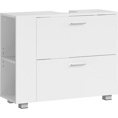 Vasagle – Meuble bas de salle de bain 30 x 80 x 64 cm – 2 tiroirs – Rangement ouvert réversible – Ouverture siphon 20 x 15 cm – Montage facile (1/5)