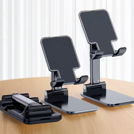 Handyhalterung – 1 Stück – Aluminium – Höhen- und winkelverstellbar – Ideal für Homeoffice – Schwarz (1/5)