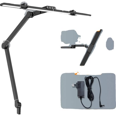 Lámpara de escritorio con brazo ajustable, iluminación personalizable y 3 cabezales. (1/2)