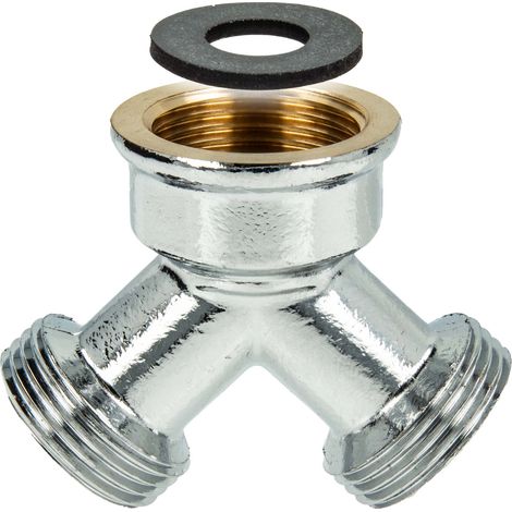 tecuro 2-Wege Verteiler, Gabelstück allseitig 3/4 Zoll - Messing verchromt inkl. Dichtung (1/5)