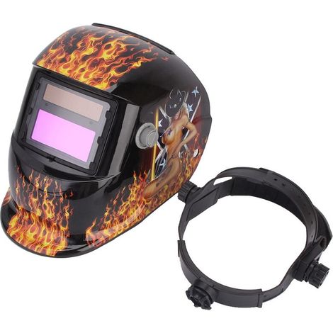 Casque de soudure auto-obscurcissant, alimenté par piles et à énergie solaire DIN913 ombrage automatique + fonction de meulage automatique de masque de soudure MIG/ARC/TIG Machine à sou (1/4)