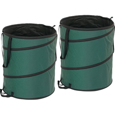 Sac de jardin 2 x 160 L autoportant avec couvercle à fermeture éclair, poignées renforcées, en tissu Oxford 600D résistant aux UV, pour déchets verts - CHICFURN (1/5)