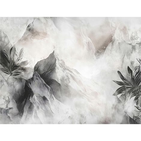 Papier peint avec des fleurs grises en béton, décoration murale pour le salon – 150 x 105 cm Wallarena (1/4)