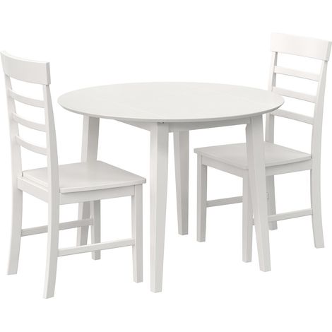 Brooks-Set de salle à manger 3 pièces en MDFet bois d’hévéa Blanc (1/5)