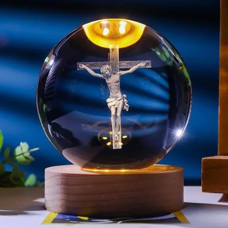 Veilleuse boule de cristal 3D, décoration intérieure