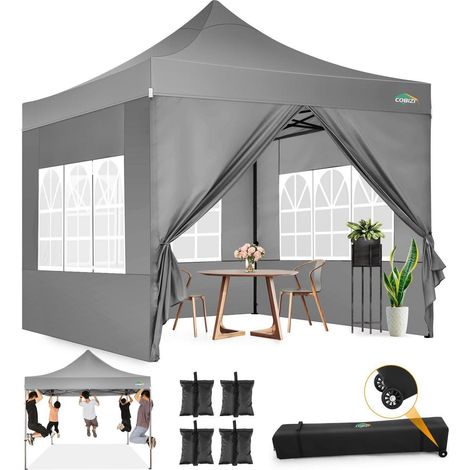 Faltpavillon 3x3m wasserdicht, winterfest, mit 4 Seitenteilen und Roll-Tasche (1/5)