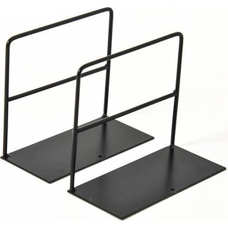Bookends - High Strength - Metal - Non-Slip - Black - 15 x 12.3 cm (1/4)