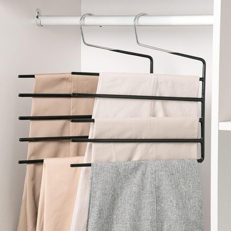 Juego de 3 perchas resistentes de 5 niveles: abiertas, antideslizantes, ahorran espacio para jeans, faldas, bufandas, jardín. (1/5)