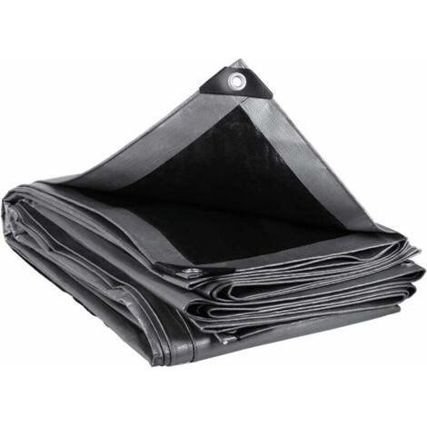 QORVA-Bâche de Protection PE, Couverture Étanche Bâche 3x6m 280g/m², Bâche Étanche et Indéchirable avec Oeillets, pour Mobilier de Jardin, Bois, Piscine et Voiture, Gris+ Nior (1/5)