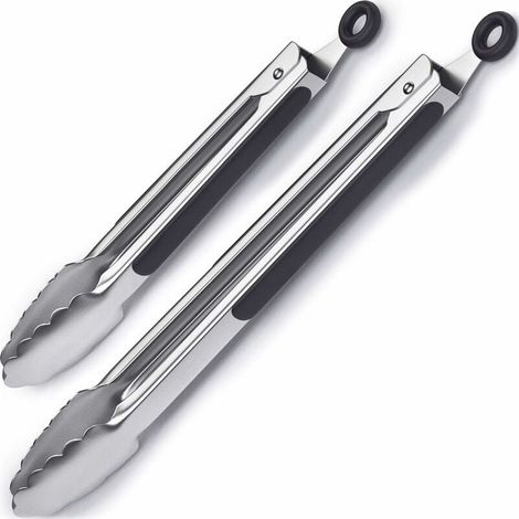 Pince Barbecue Pince Cuisine en Acier Inoxydable et Silicone Résistant à la Chaleur Set de 2-LIAIKI (1/5)