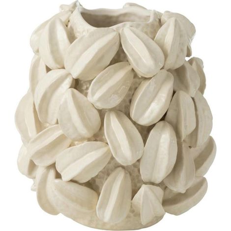 Vase Déco en Argile "Fève de Cacao" 38cm Beige (1/2)