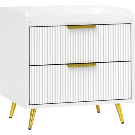 Elegant White Two-Drawer Nightstand 50x40x50cm-Stylish Bedroom Furniture for Modern Decor
