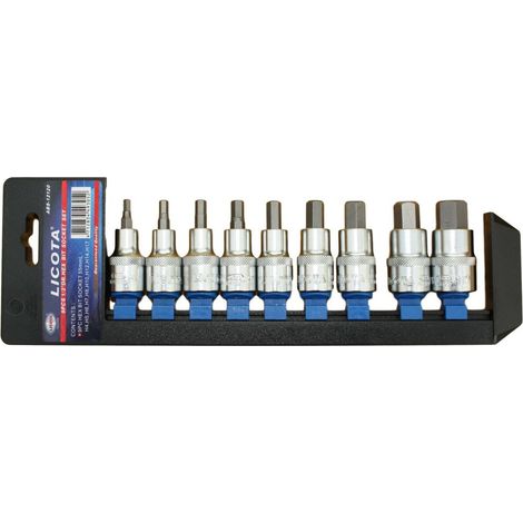 Coffret de Douilles Hexagonales, 9 Pièces, H4-H17, 1/2 Pouce (1/4)