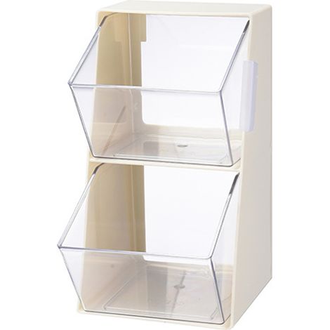 Boîte de rangement de bureau en plastique multicouches, anti-poussière, moderne et minimaliste, pour sachets de thé et dosettes de café. (1/5)