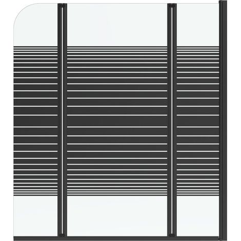 Pare-baignoire 125 x 140 cm Paroi de douche pour baignoire 3 pièces pliable en noir mat Paroi de douche en verre de sécurité monocouche de 4 mm d'épaisseur (1/5)