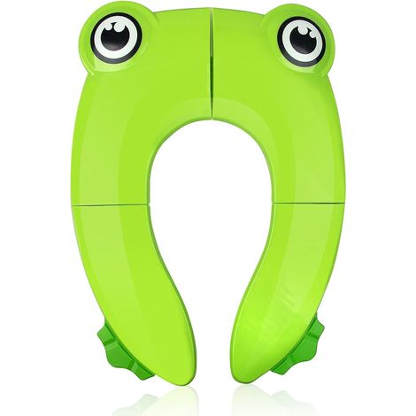 Bébé Réducteur de Toilette, Réducteur WC Voyage, Pliable Enfant Siège de Toilette, Enfant WC Réducteur, Voyage Siège Pliable de Toilette avec 1 Sac de Transport, Grenouille Verte (1/5)