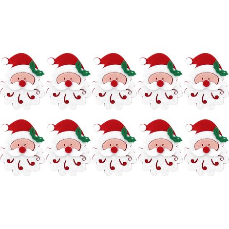 Décorations de Noël en feutrine, autocollants en tissu, ornements pour sapin, accessoires de Noël, tête de Père Noël (1/4)