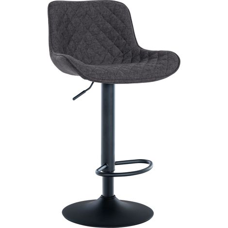 Taburete de bar x1 asiento con pespuntes decorativos rombos en tela negra y patas de metal negro 100005232