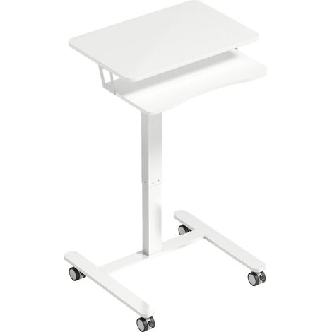 Bureau Heledd Assis-Debout Mobile Réglable Ergonomique Blanc MDF Acier 2 en 1 (1/5)