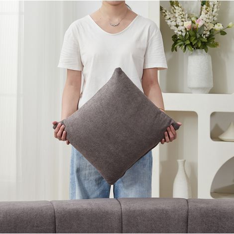 Canapé modulable courbe en tissu chenille gris, avec 2 coussins, gain de place pour salon FloraGrace (1/5)