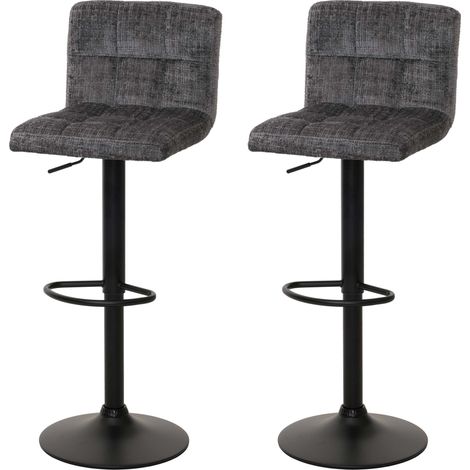 [NEUWERTIG] 2er-Set Barhocker HHG-847, Tresenhocker Barstuhl, höhenverstellbar drehbar, Stoff Chenille (465g/m²) MVG dunkelgrau