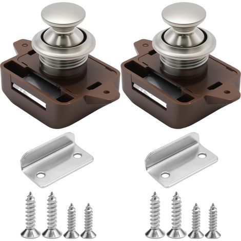 Lot de 2 serrures de meubles en alliage de zinc - Serrure clé - Convient serrures camping-car, tiroirs, portes d'armoire, yachts (1/5)