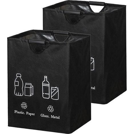 Lot de 2 paniers de rangement,boîte de rangement pour divers articles,panier de tri des déchets de cuisine,41x33x55cm