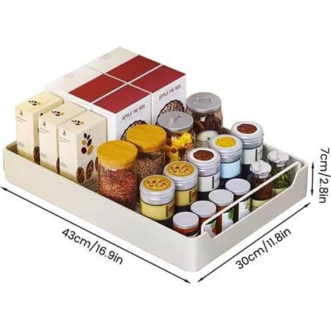 Cajones Extraíbles Para Cocina - Bandeja Extraíble Deslizante Ajustable Para Armario, Instalación Fácil Sin Taladro Ni Tornillos, Rieles Silenciosos - Blanco 30cm