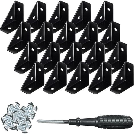 20 raccords d'angle en métal noir pour la construction de meubles, raccords de lit et bords de bureau, connecteur d'angle universel pour supports de fixation en acier (1/5)