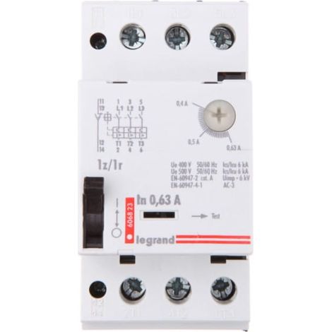 Interruttore automatico per motori 3P 0,12kW 0,4-0,63A M 250 1R/1Z 0,63 606823