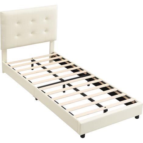 Letto imbottito per bambini 90x200 cm beige con testiera a biscotto MODENUIT (1/5)