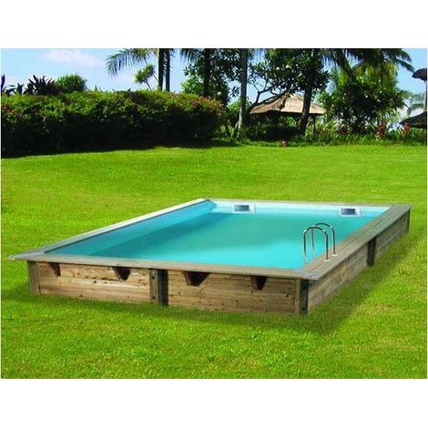 Ubbink – Piscine hors sol carrée Azura 300 x 300 x 126 cm – Liner 75/100e bleu – Volume 7,3 m³ – Structure en pin du Nord traitée autoclave IV