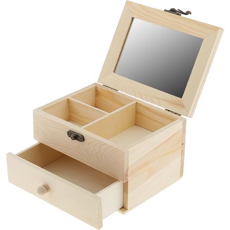 Boîte En Bois - Boîte De Rangement En Pin Naturel Non Traitée - Boîte À Souvenirs Et À Cadeaux Faites-Moi-Même - 1 Pièce (1/5)