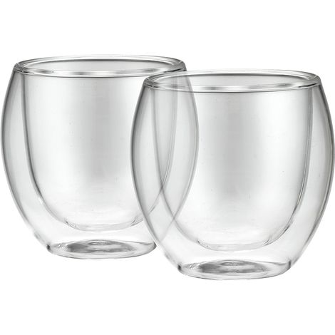 Bicchiere "Palermo" a doppia parete da 100 ml in resistente vetro borosilicato (2 unità)