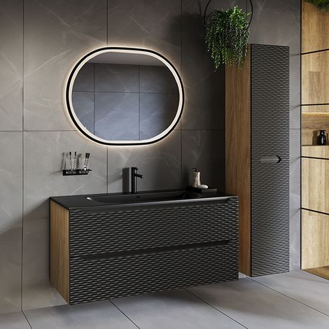 Set di mobili da bagno con lavabo Elora nero e marrone 120cm