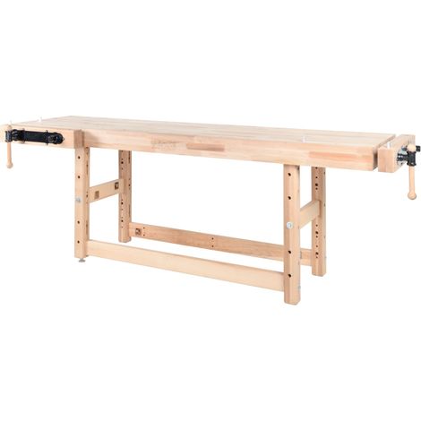 AUTRES Banc de travail menuiserie 2500 mm - Plateau hêtre 120 mm - 2 étaux double broche