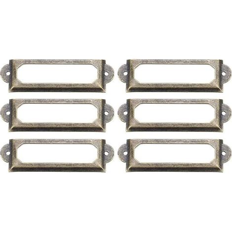 Cadre D'étiquette Rétro 10Pcs Porte-étiquettes en Bronze Antique Cadre en Métal Cadre Étiquette de Nom Vintage Carte d'étiquette pour Meubles Tiroirs Armoires Classeurs (70x33mm) (1/5)