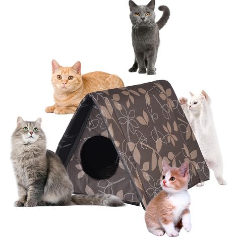 Niches À Chat Extérieur Et Maisons pour Chats Petits Chiens, Maison Pliante Portable pour Chats Sauvages Maison De Chat étancheFacile à, avec Laver Coussin Amovible (S) (1/3)